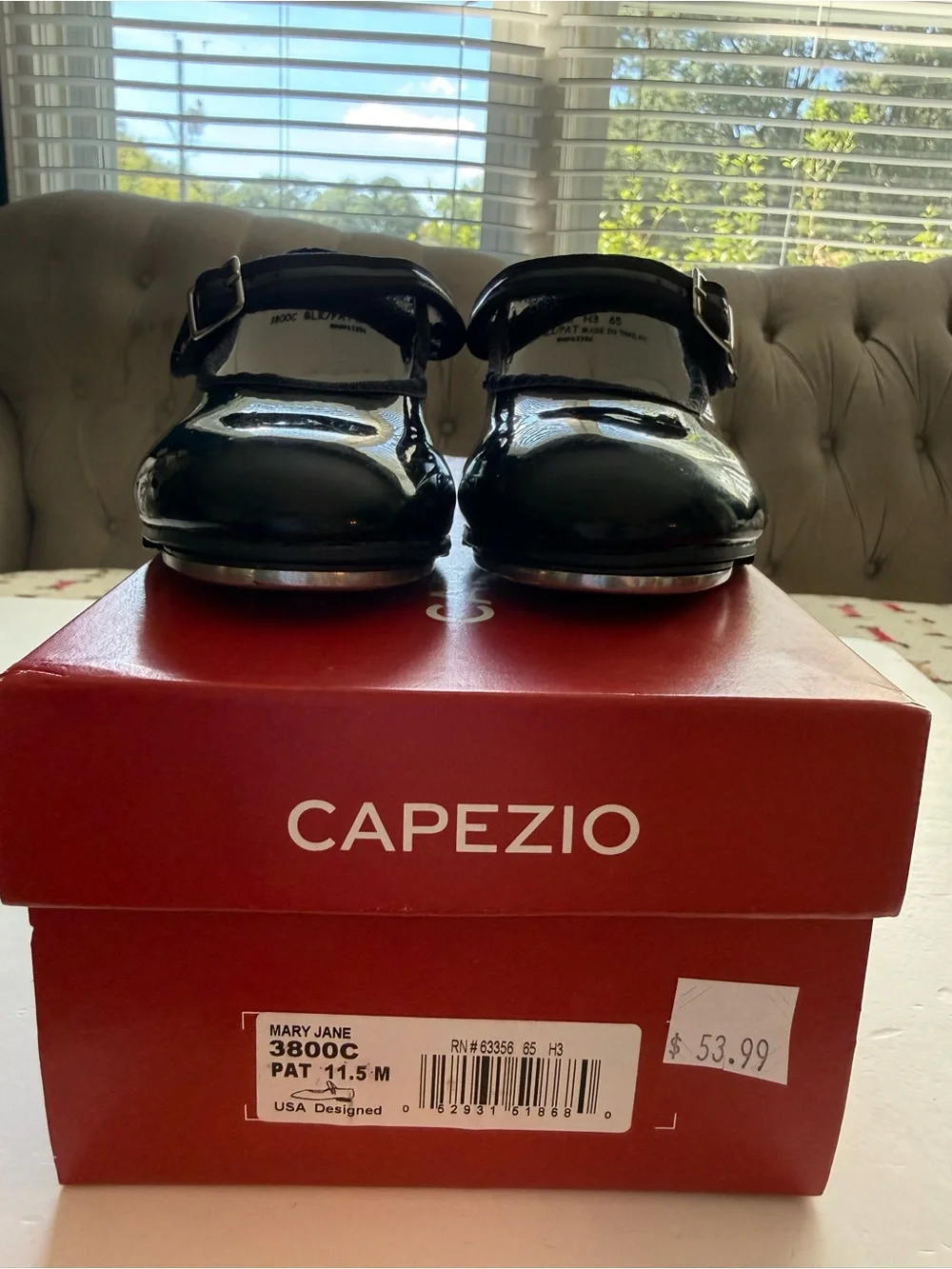 Capezio Girls' Black Patent Mary Jane Tap Shoes